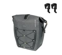 Basil Sacoche de vélo Simple L MIK Hooks - 25-31 l - Tarpaulin/Polyester - Étanche IPX3 - Fermeture déroulante - Poche Avant de Compression - Réfléchissant - Bandoulière Amovible - Noir