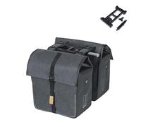 Basil Urban Dry MIK Double Bag Sacoche de vélo étanche avec Plaque d'adaptation MIK verrouillable, idéale pour Les déplacements, Les Courses en Gros et Les trajets Quotidiens Gris 50 l