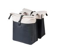 Basil Vive - Double Sacoche de vélo - Étanche - 28-35 l - Réfléchissante - en matériau recyclé - 30 x 14 x 38 cm - Blanc/Noir