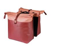 Basil Vive Sacoche de vélo Double Porte-Bagages, 28-35 l, avec Plaque d'adaptation MIK, imperméable, réfléchissante, en matériau recyclé, 30 x 14 x 38 cm, Rouge