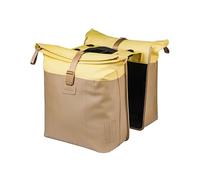 Basil Vive Sacoche de vélo individuelle pour Porte-Bagages, étanche, 15-20 l, avec Compartiment pour Ordinateur Portable, réfléchissant, en matériau recyclé, MIK Hooks, 29 x 11 x 34 cm, Jaune/Noir