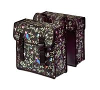 Basil Sacoche double pour porte-bagages Wanderlust 35 l – système d'emboîtage – Noir/Flowers – Femme