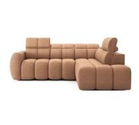 Basile - Canapé d'angle droit 4 places assise extensible électrique avec coffre en tissu texturé - Terracotta Terracotta G