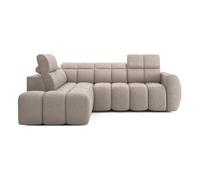 Basile - Canapé d'angle gauche 4 places assise extensible électrique avec coffre en tissu texturé - Taupe