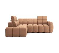 Basile - Canapé d'angle gauche 4 places assise extensible électrique avec coffre en tissu texturé - Terracotta Terracotta G