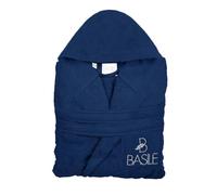 Basile Milano, Accappatoio Con Cappuccio E Taschino Ricamato In Spugna Di Puro Cotone, Taglia S/M, Blu Peignoir à capuche, bleu, S-M Mixte Adulte