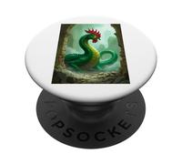 Basilic avec tête de Coq et Regard pétrifiant Mortel PopSockets PopGrip Adhésif