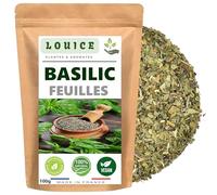 Basilic Feuilles Séchées 100g - Herbe Aromatique Naturelle - Parfait pour Pâtes, Pizzas, Sauces et Plats Méditerranéens - Naturellement Sans Gluten - Sachet Refermable - Marque LOUICE