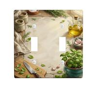 Basilic Plaque de protection pour interrupteur mural de cuisine en plastique vert de taille standard pour interrupteur mural rustique rustique de style ferme romarin et ail