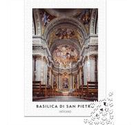 Basilica Di San Pietro Interior Plaque en Métal Rustique 52x38cm/1000pcs pour Le Coin Bar, Cadeau Décoratif De Noël pour Les Amateurs De Décoration De Bar
