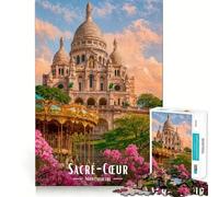Basilique du Sacré-Cœur, Montmartre, Paris Puzzle 1000 pièces pour Adultes Renforce la mémoire Jeu de réflexion Qualité supérieure Cadeau élégant (38x26cm)