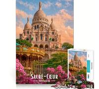 Basilique du Sacré-Cœur, Montmartre, Paris Puzzle de 1000 pièces pour Adultes Jeu de réflexion et de détente Loisirs calmes pour Les fêtes (38x52cm)