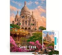 Basilique du Sacré-Cœur, Montmartre, Paris Puzzle Difficile de 1000 pièces pour Adultes, Jeu intellectuel, Moment de détente, découpe de qualité, Cadeau Exquis (50x75cm)