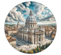 Basilique Saint-Pierre, Italie 1000 Pièces Puzzles Classiques bâtiment Puzzle Circulaire pour Enfants Cadeaux Jeu D'Intelligence De l'art De La DécoRat ION Moderne 1000pcs (67.5x67.5cm)