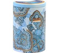 Basilur Ceylon Black Tea with white and blue cornflower Oriental Collection Frosty Afternoon in metal caddy, 100 gr