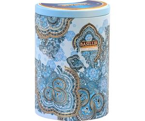 Basilur Ceylon Black Tea with white and blue cornflower Oriental Collection Frosty Afternoon in metal caddy, 100 gr