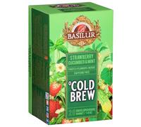 BASILUR Cold Brew - Thé fruité décaféiné aux arômes de fraise, concombre et menthe, thé froid en sachets 20 x 2 g (1)
