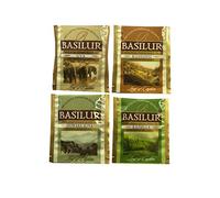 Basilur Échantillon de variété Leaf of Ceylan | 4 régions et élévations différentes | Thés noirs et verts de Ceylan purs | Pack de service alimentaire | 60 sachets au total
