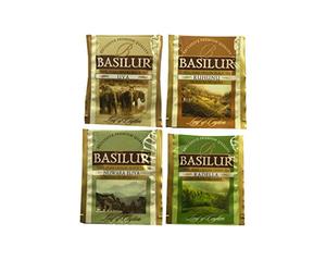Basilur Échantillon de variété Leaf of Ceylan | 4 régions et élévations différentes | Thés noirs et verts de Ceylan purs | Pack de service alimentaire | 60 sachets au total