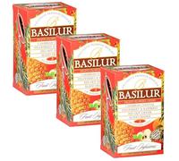 BASILUR Fruit Infusions -Thé fruité sans caféine, 4 saveurs en sachets 25 x 1,8 g (x3)