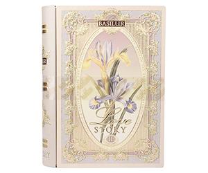 Basilur Pure Ceylon Black and Green leaf tea with amaranth, almond, rose "Love Story Volume #2" in metal caddy, 100 gr