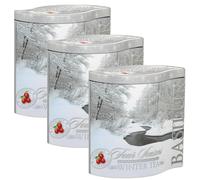BASILUR Winter Tea - Thé noir de Ceylan en feuilles avec ajout de canneberges dans une boîte décorative, 100 g (Winter Tea, x3)