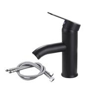 Basin Faucet 304 Stainless Steel Single Hot Cold Water Tap Bathroom Kitchen Minimalist Style Sink Faucet Sleek Water Sink Tap(Black Short-Pipe)