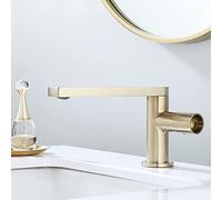 Basin Faucet 360° Swivel Bathroom Faucet, Single Handle Mixer Tap for Hot and Cold Water, Brass One Hole Splash-Proof Sink Faucet,Black,Short (Brushed Gold Tall)