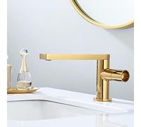 Basin Faucet 360° Swivel Bathroom Faucet, Single Handle Mixer Tap for Hot and Cold Water, Brass One Hole Splash-Proof Sink Faucet,Black,Short (Brushed Gold Tall)