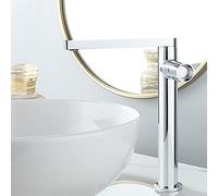 Basin Faucet 360° Swivel Bathroom Faucet, Single Handle Mixer Tap for Hot and Cold Water, Brass One Hole Splash-Proof Sink Faucet,Black,Short (Brushed Gold Tall)