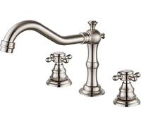 Basin Faucet Bathroom Retro, Cold and Hot Wash Basin Faucet, 2 Handle 3 Hole Bathroom Sink faucets, Two-Handle Mixer with Cross Handles, Brushed (Color : Schwarze Antik)