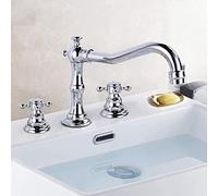 Basin Faucet Bathroom Retro, Cold and Hot Wash Basin Faucet, 2 Handle 3 Hole Bathroom Sink faucets, Two-Handle Mixer with Cross Handles, Brushed (Color : Schwarze Antik)