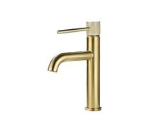 Basin Faucet Bathroom Sink Mixer Hot And Cold Brush Gold Faucet Brass Matte Black Decked Single Lever Water Tap(Brush gold short)