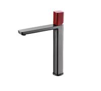 Basin Faucet Gunmetal Bathroom Tap Square Wash Single Handle Hot And Cold Mixer Deck Mounted Combined Colors(7901GM-R-T)