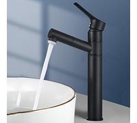 Basin Faucet Hot and Cold Water, Brass Single Lever Pull Out Mixer Tap for Bathroom Sink, Chrome, High