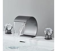 Basin mélange de mixage cascade de bassin de cascade pour salles de bains à trois trous Évier de salle de bain Taps à double poignée en laiton Gris Gris fabriqué en Chine Beauty Comes