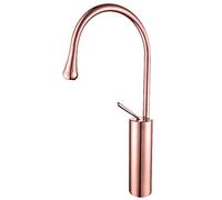 Basin Refined Copper Hot and Cold Water Mixer Tap, 360°Rotation Single Handle Single Hole Sink Drop Shape, All Copper Spool,D Kitchen Sink Faucets(Khaki)