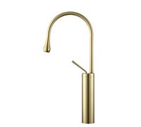 Basin Refined Copper Hot and Cold Water Mixer Tap, 360°Rotation Single Handle Single Hole Sink Drop Shape, All Copper Spool,D Kitchen Sink Faucets(Khaki)