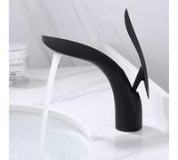 Basin Robinet Salle de bain Single Lever Hot and Cold Brass Water Berceur Tap Gold Chrome Black Black Leaf Water Sinker Mixer Crane (Chrome Tall) LWX