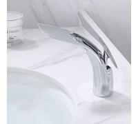 Basin Robinet Salle de bain Single Lever Hot and Cold Brass Water Berceur Tap Gold Chrome Black Black Leaf Water Sinker Mixer Crane (Chrome Tall) LWX