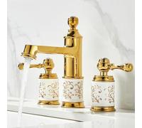 Basin Tapage de mixage à 3 trous robinet de bassin pour salles de bains pour lavabo rétro Taps à double poignée Gold froid chaud LWX