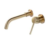Basin Wall Mounted Brushed Gold,Basin Tap with 360 Degrees Rotating spout,One Handle Bathroom Sink Faucet Mixer taps