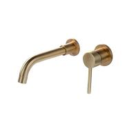 Basin Wall Mounted Brushed Gold,Basin Tap with 360 Degrees Rotating spout,One Handle Bathroom Sink Faucet Mixer taps