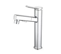 Basin with Pull-Out Sprayer Dual Mode Pull Down Mixer Hot Cold Anti-Splash Faucet Nozzle Brass Single Handle Multifunctal Retractable Bathroom Sink Tap