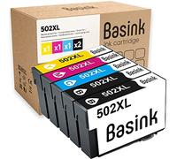 basink Cartouche d'encre Compatible avec Epson 502XL Pack 5 pour XP-5100 XP-5105 XP-5150 XP-5155 WF-2860 WF-2865 WF-2880 WF-2885