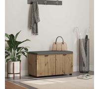 Basinlix Banc de couloir avec coussin en chêne Artisan - 80 x 46 x 46 cm - Banc de coffre minimaliste résistant avec espace de rangement - Banc de couloir scandinave pour entrée et vestiaire