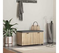 Basinlix Banc de couloir avec coussin en chêne Sonoma - 80 x 46 x 46 cm - Banc coffre moderne avec espace de rangement - Banc de couloir résistant et minimaliste pour entrée et vestiaire