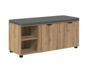 Basinlix Banc de couloir avec coussins en chêne Artisan - 100 x 38 x 46 cm - Banc en bois robuste avec espace de rangement - Banc de couloir scandinave moderne pour entrée et vestiaire