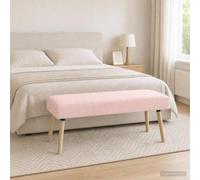 Basinlix Banc uni rose 110 x 40 x 46 cm Bou anc avec cadre en bois robuste et pieds coniques pour salon, couloir, salle à manger, balcon et terrasse, durable et confortable