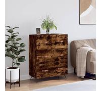 Basinlix Commode en bois de chêne fumé avec 3 tiroirs 69,5 x 34 x 90 cm, pieds en métal, buffet de rangement, buffet pour salon, chambre à coucher, couloir, étagère, organiseur, rangement, buffet